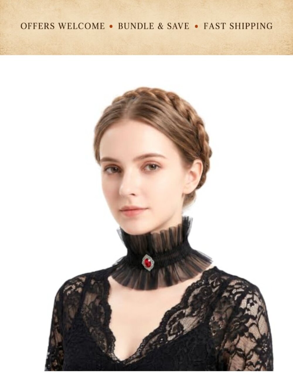 Gothic Ruffle Collar Victorian Renaissance Neck Accessory